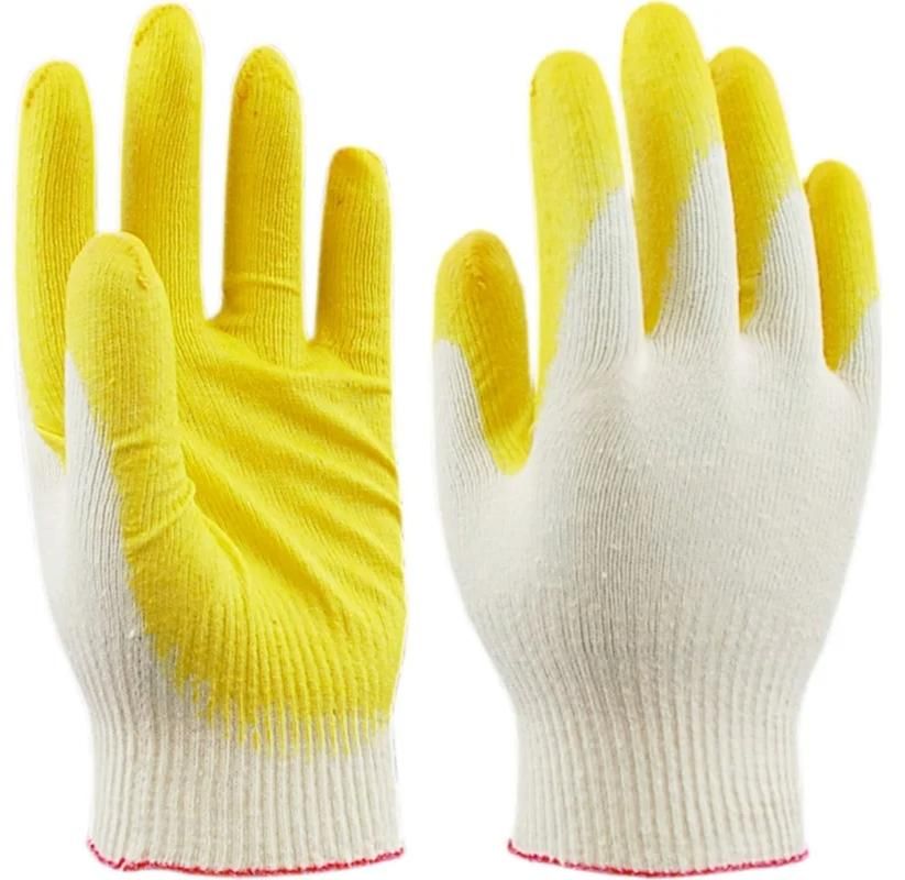 Перчатки хлопчатобумажные с одинарным латексным обливом 00-00014652, желтые - фото